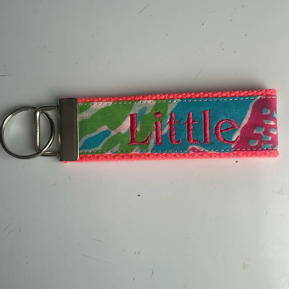 Keychain little fabric sorority sister pink colorful